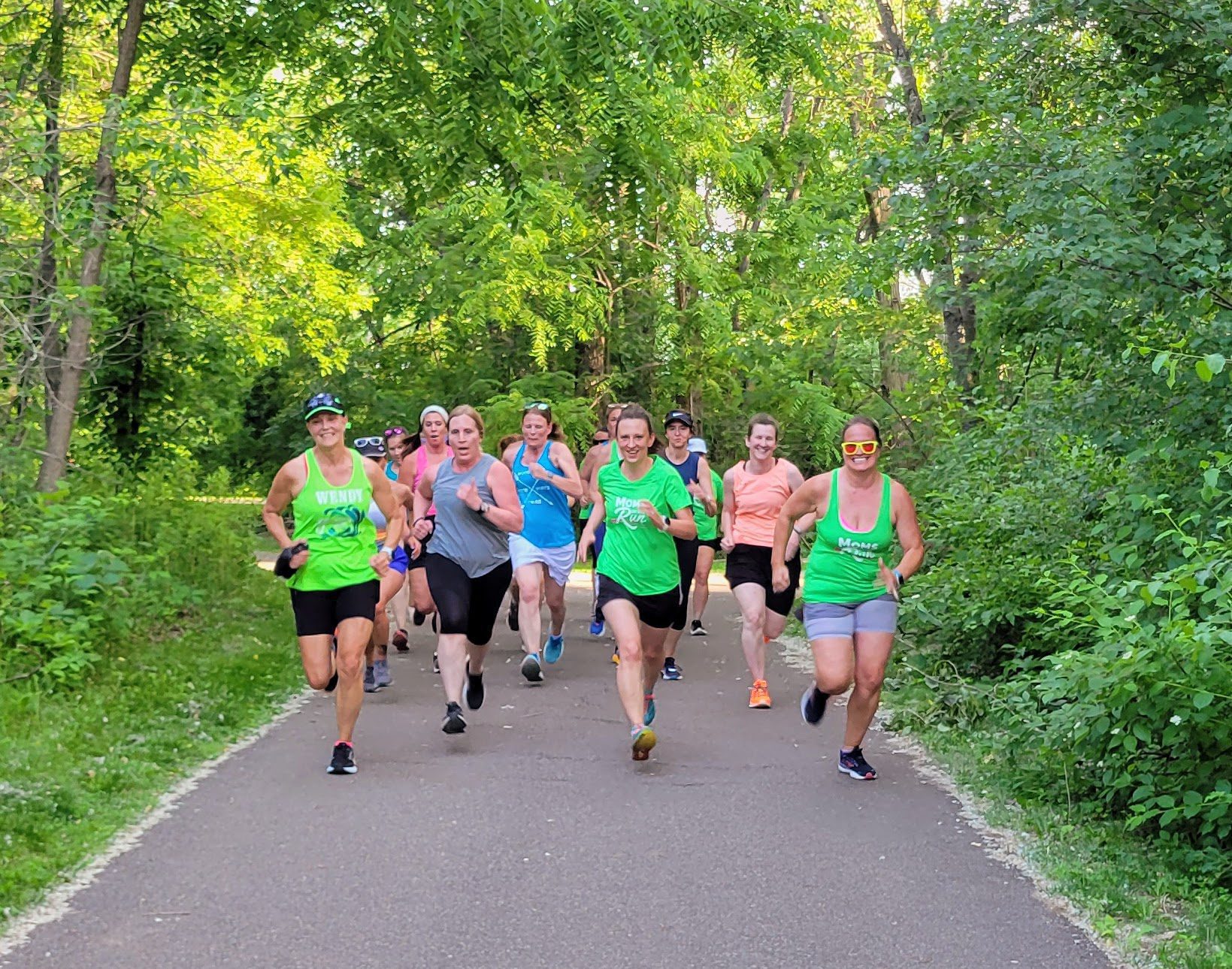 MOTR women running in a group on a path